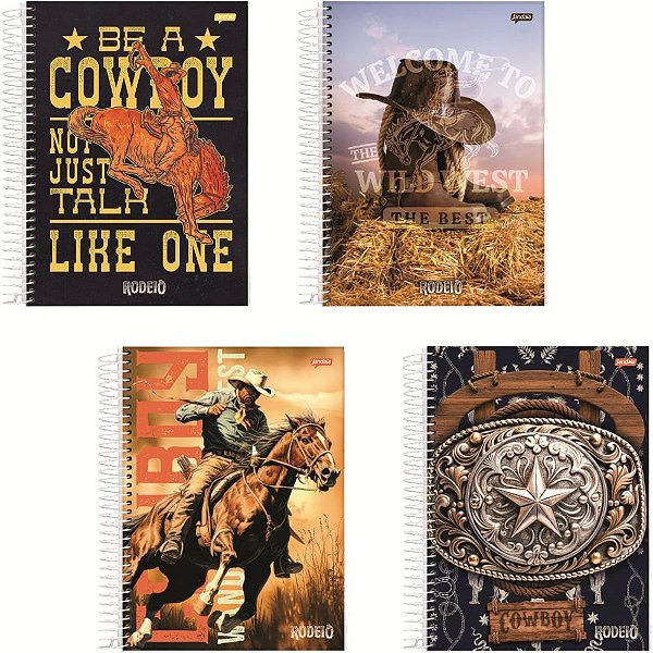 Caderno 01X1 Capa Dura Rodeio 80 Folhas Pacote com 4 Unidades