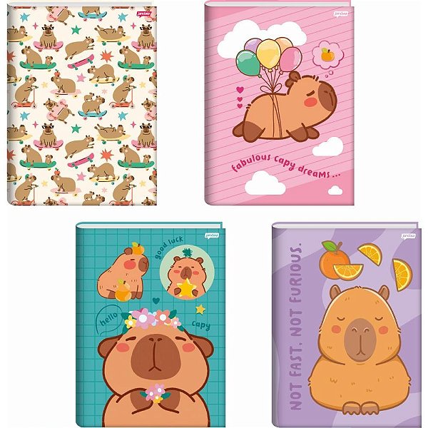 Caderno Brochurão Capa Dura Capyvibes 80 Folhas Pacote com 5 Unidades