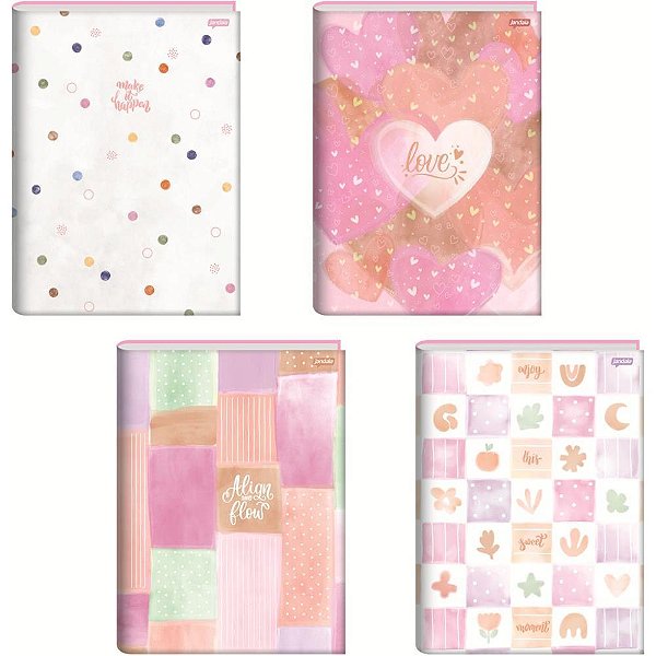 Caderno Brochurão Capa Dura LA Crème 80 Folhas Pacote com 5 Unidades