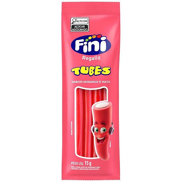 Doce Tubes Morango 15G (display com 12 Unidades)