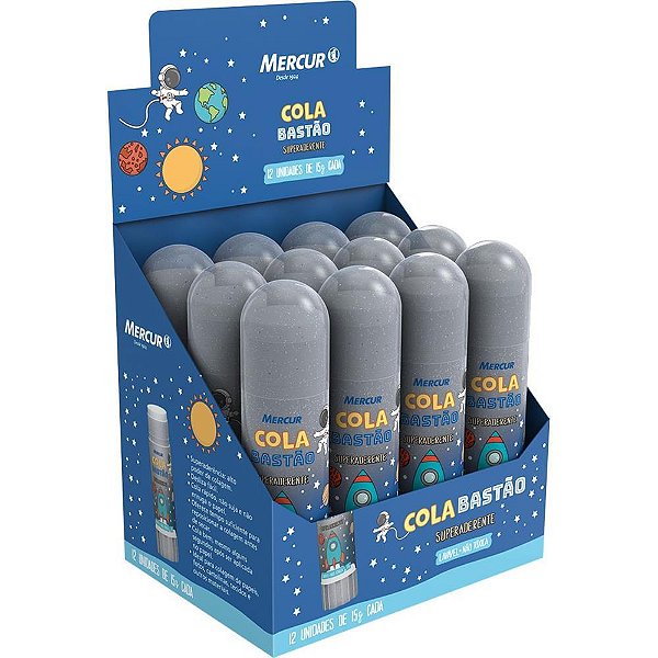Cola em Bastão Sistema Solar 15G com Glitter Caixa com 12 Unidades