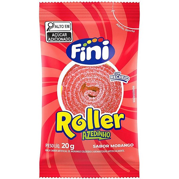 Tiras Mastigáveis Roller Sabor Morango 20G Display com 12 Unidades