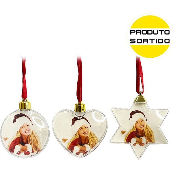 Artigo para Decoração Natal Bola para Colocar Foto - KIT