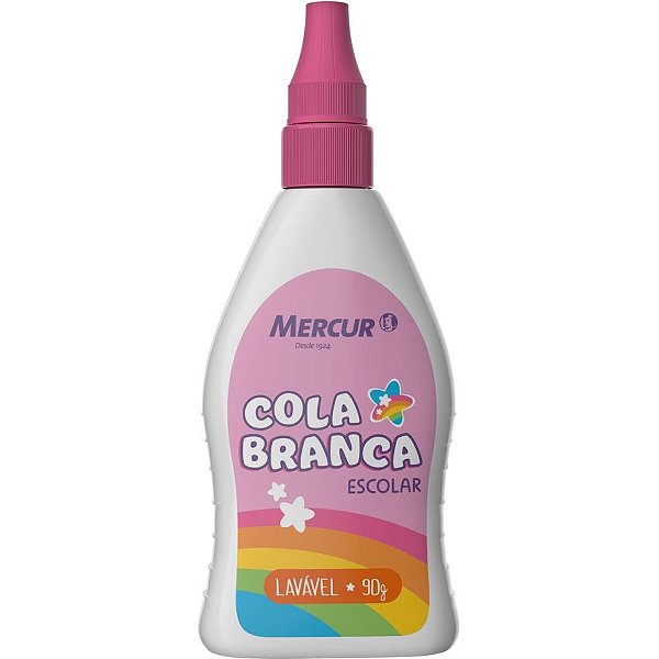 Cola Escolar Branca 90G Cores Mágicas Lavável com Trava Pacote com 6