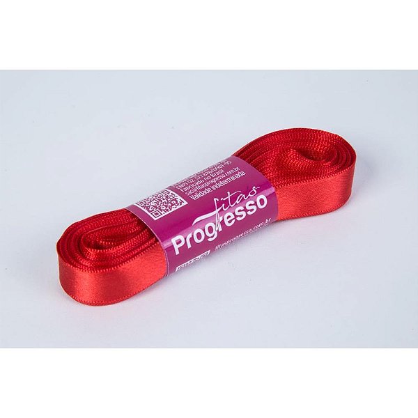 Fita de Cetim Vermelho Tomate 15MM X 10M Pacote com 1