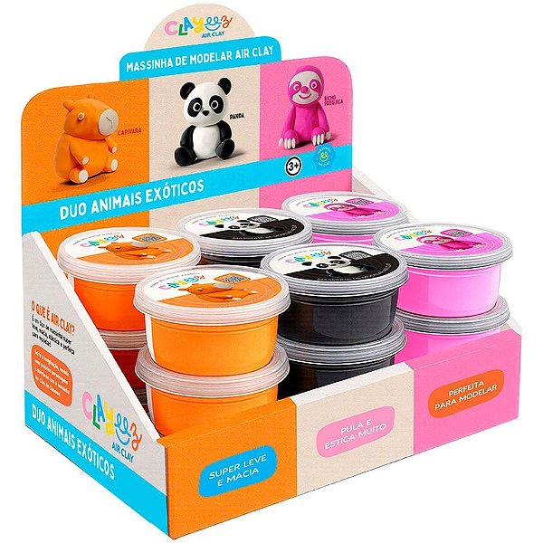 Massa para Modelar Clayeez Animais Exóticos 12G Display com 18