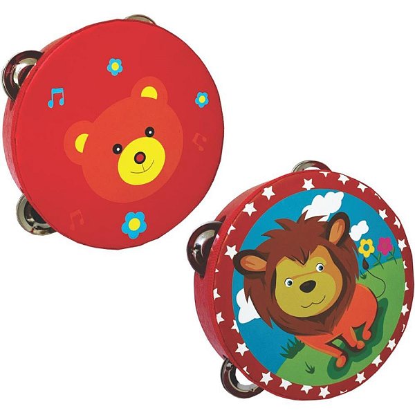 Instrumento Musical Pandeiro Infantil MDF 15CM TOY MIX +3 ANOS