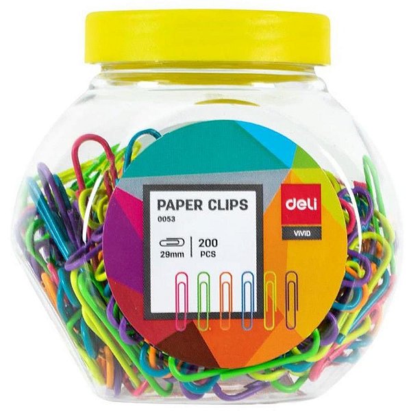 Clipe Colorido 6 Cores Metálicos 200 Unidades Pote