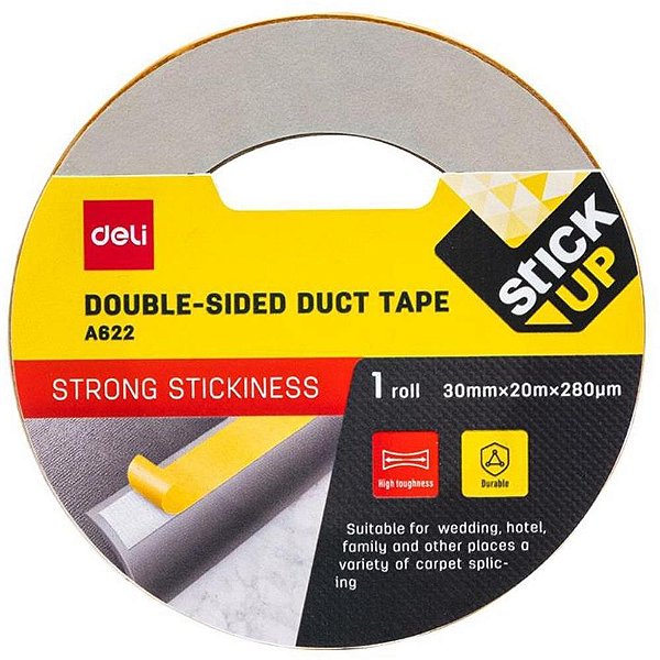 Fita Dupla Face Fixadora para Carpete 30MM X 20M Amarela