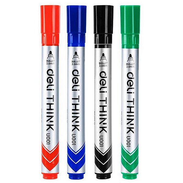 Pincel Quadro Branco Ponta Redonda 2,0MM 4 Cores Blister