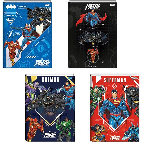 Caderno Brochura 1/4 Capa Dura Liga da Justiça 80 Folhas Pacote com 5 Unidades