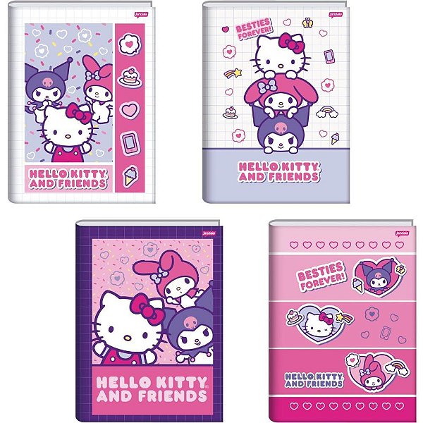 Caderno Brochurão Capa Dura Besties Forever 80 Folhas Pacote com 5 Unidades