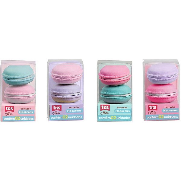 Borracha Decorada TRIS Macaron 4 Cores Display com 24 Unidades