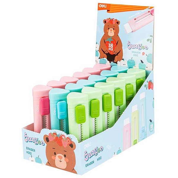 Borracha Caneta Retrátil Triangular PVC Sortida Display com 18 Unidades