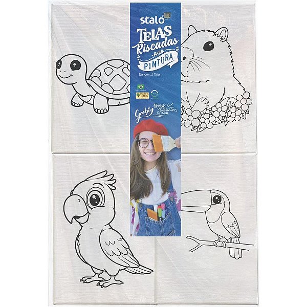 Tela para Pintura Riscada Brasil Gabi Calazans 15X22CM Pacote com 4