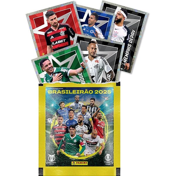 Figurinhas Brasileirão 2025 Envelope com 5 Unidades Pacote com 50 Envelopes