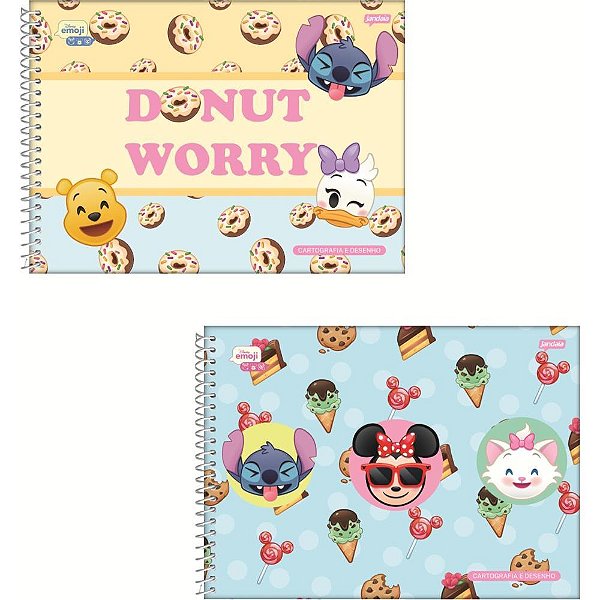 Caderno de Desenho Universitário Disney Emoji Capa Dura 80 Folhas (pacote com 4)