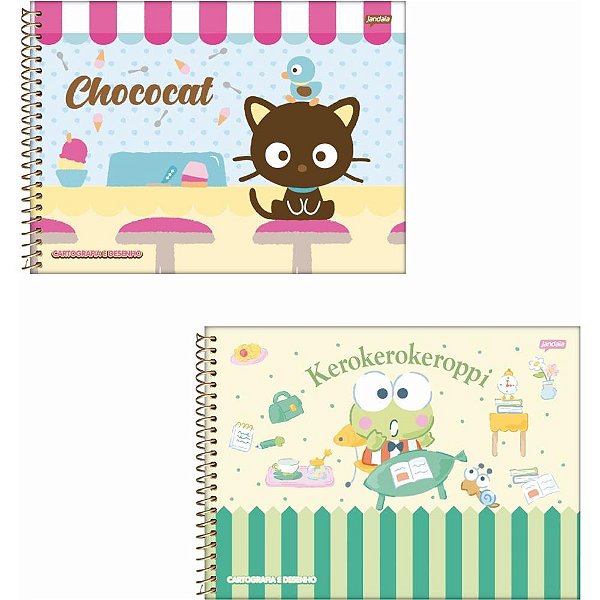 Caderno de Desenho Universitário Hello KITTY e Amigos Capa Dura 80 Folhas (pacote com 4)
