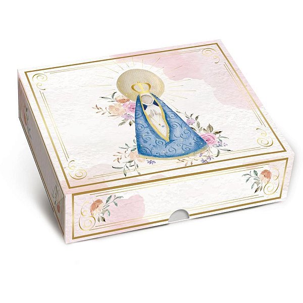 Caixa para Presente com Tampa Nossa Senhora 25X20X5CM Pacote com 10