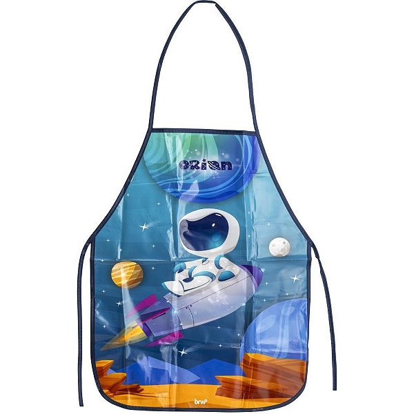 Avental Escolar Infantil Orion Astronauta Azul Plástico (blister)