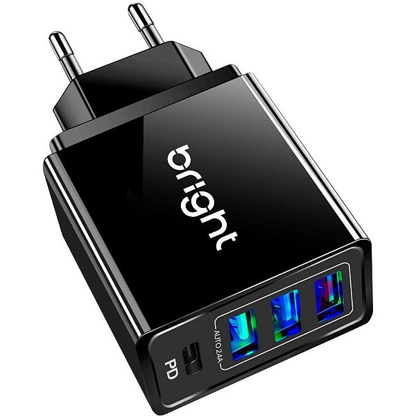 Carregador de Parede SMART 36W com 4 Portas USB e TIPO-C