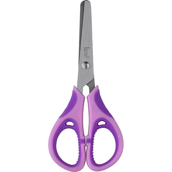 Tesoura Escolar para Canhoto 13CM com Cabo Emborrachado (display com 12 Unidades Sortidas)