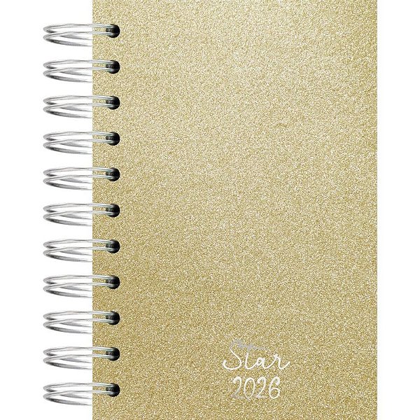 Agenda 2026 STAR Espiral Capa Dura 100X150MM 160 Folhas Ouro