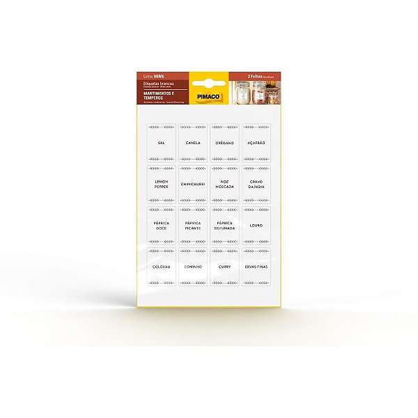 Etiqueta Adesiva Temperos 40X30MM 2 Folhas com 16 Unidades