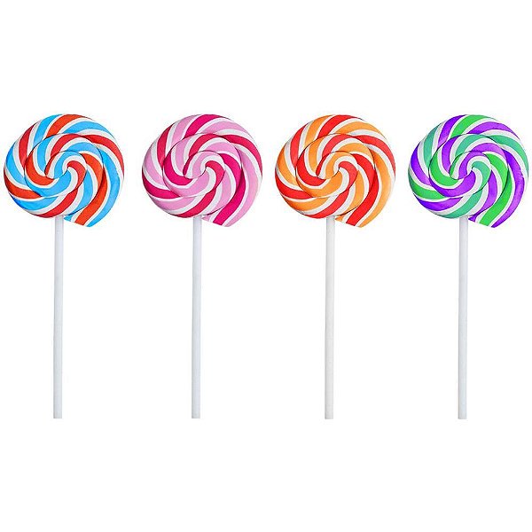 Borracha Decorada TRIS Pirulito 4 Modelos Display com 24 Unidades