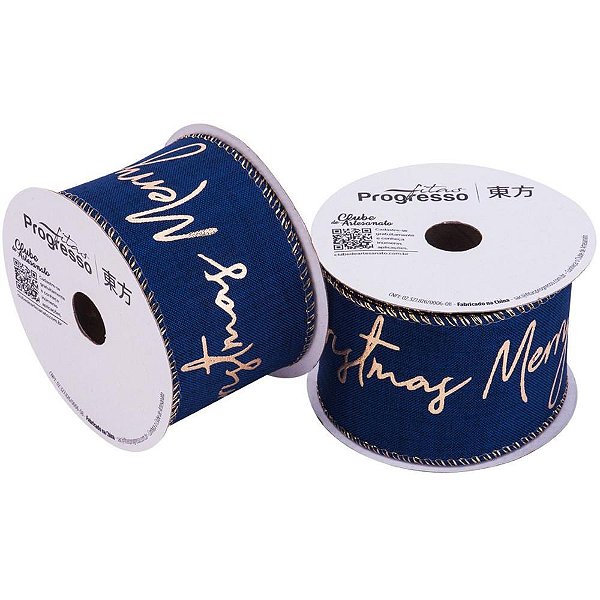 Fita ARAMADA Natal 63MM X 10M MERRY Christmas Azul Marinho