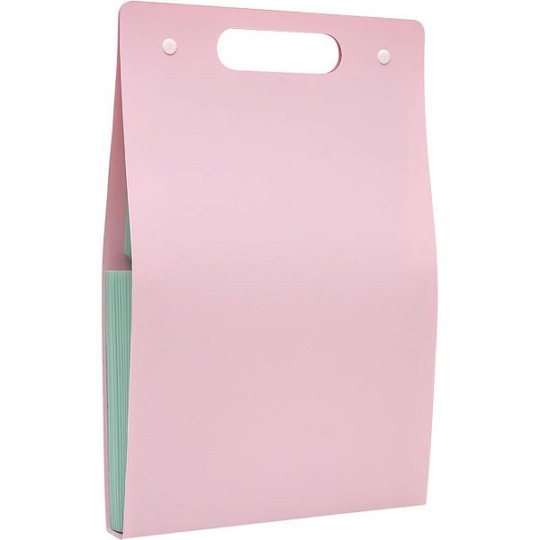 Pasta Sanfonada Plástica A4 12 Divisões Vertical Rosa P