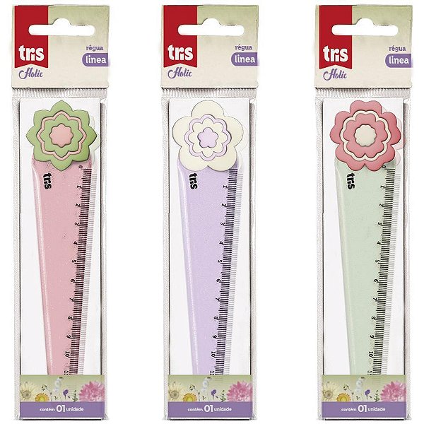 Régua de Poliestireno TRIS Linea 12CM Pote com 24