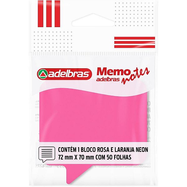 Bloco de Recado Autoadesivo Memonote Diálogo 72X70 ROSA/LARANJA