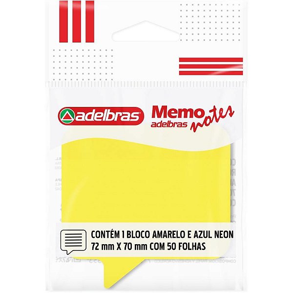 Bloco de Recado Autoadesivo Memonote Diálogo 72X70 AMARELO/AZUL