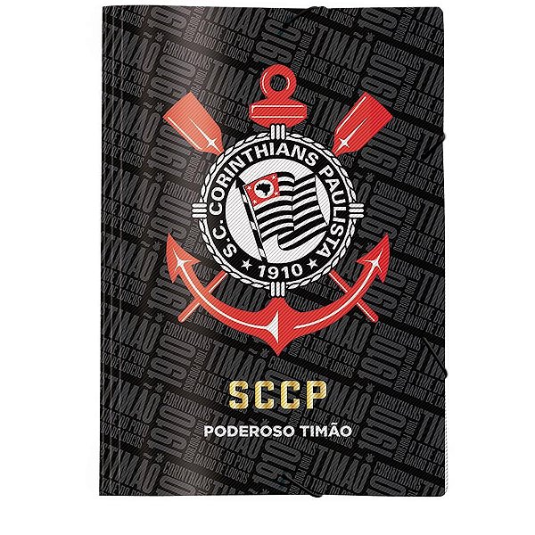 Pasta ABA Elástica Plástica Corinthians sem Lombo Pacote com 10