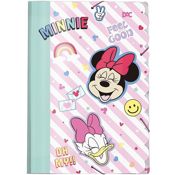 Pasta ABA Elástica Plástica Minnie KIDS sem Lombo Pacote com 10
