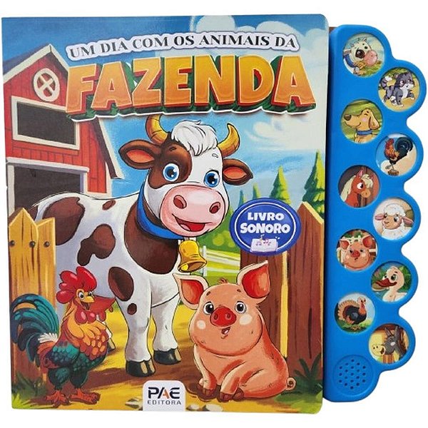 Livro Sonoro Animais da Fazenda 28,5X26,7CM 10 Páginas