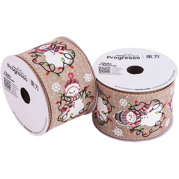 Fita ARAMADA Natal 63MM X 10M Boneco de Neve Glitter