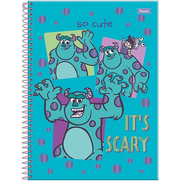 Caderno 01X1 Capa Dura Monstros S.A. 80 Folhas (pacote com 4)
