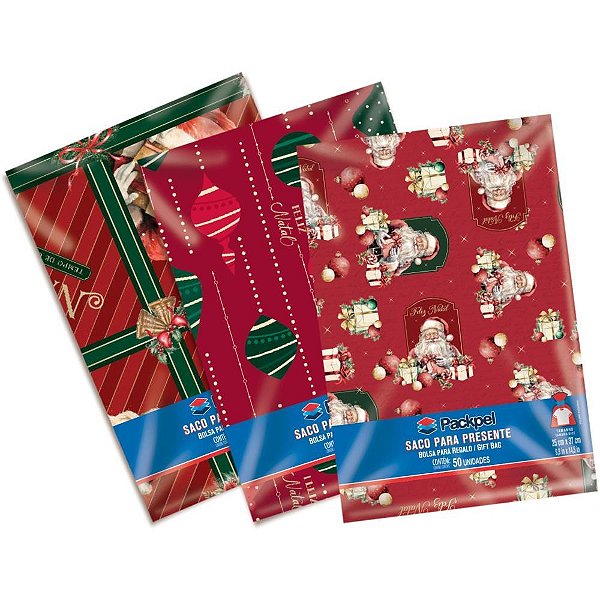 Saco Metalizado 35X55CM Natal Sortido (pacote com 50 Unidades)
