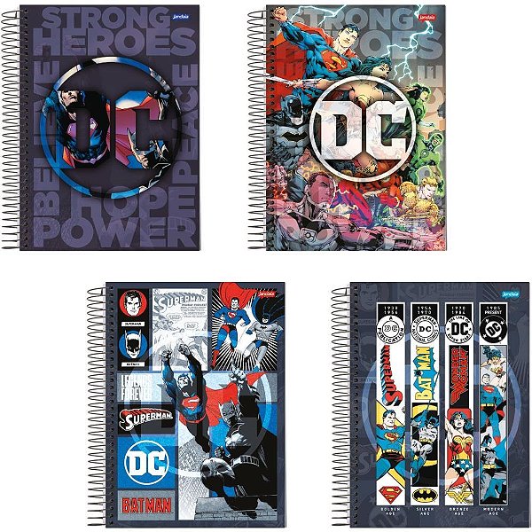 Caderno 10X1 Capa Dura DC Comics 160 Folhas (pacote com 4)