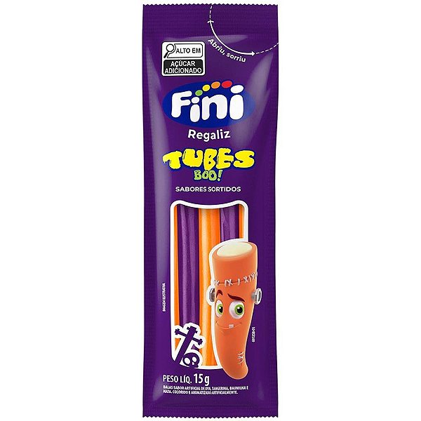 Doce Tubes Boo 15G Halloween Display com 12 Unidades