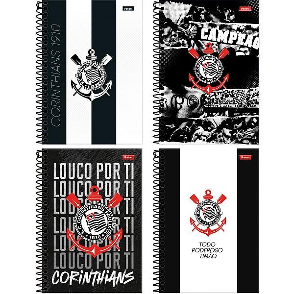 Caderno 1X1 Capa Dura Corinthians 80 Folhas (pacote com 5)