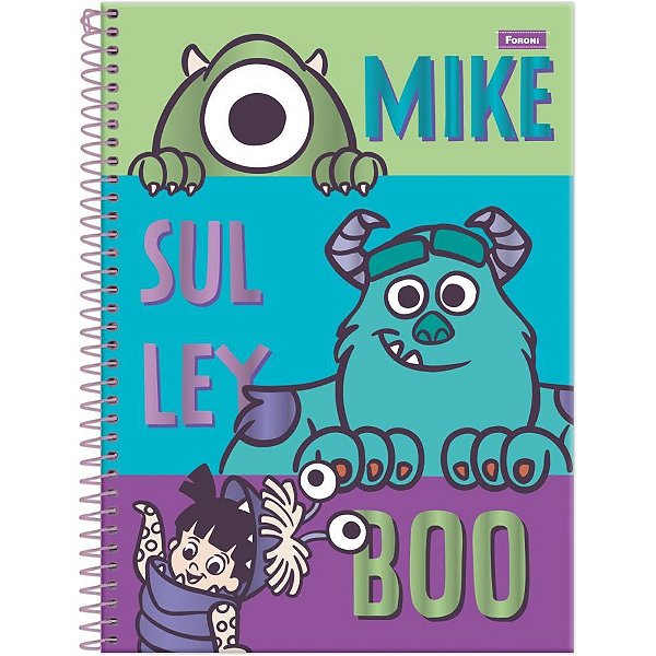 Caderno 10X1 Capa Dura Monstros S.A. 160 Folhas Pacote com 4