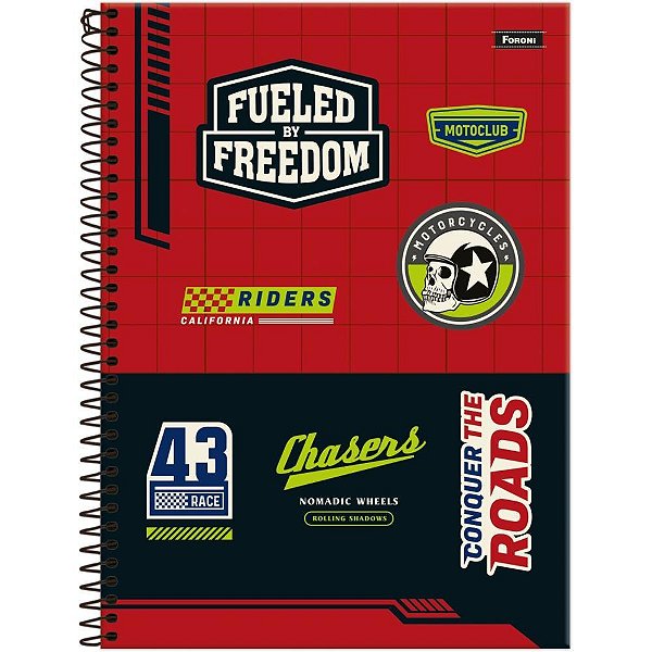 Caderno 10X1 Capa Dura Motoclub 160 Folhas Pacote com 4