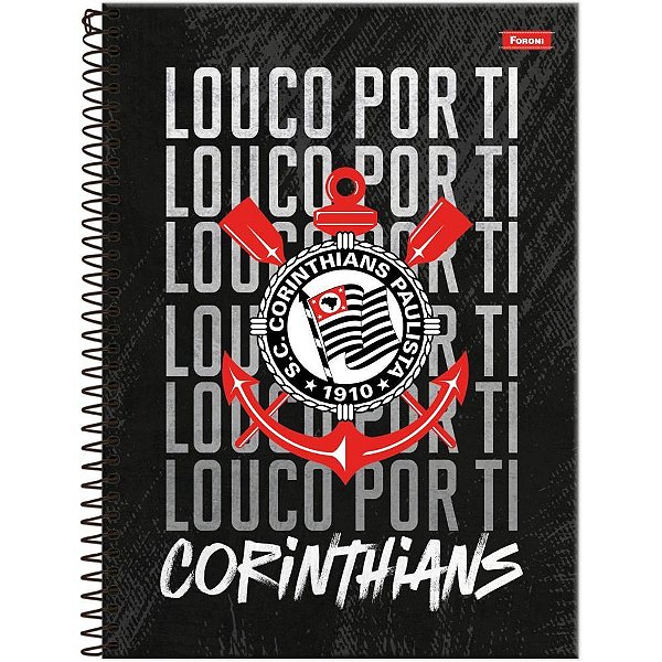 Caderno Brochura 1/4 Capa Dura Corinthians 80 Folhas Pacote com 5