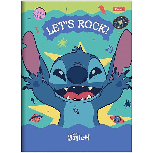 Caderno Brochura 1/4 Capa Dura STITCH 80 Folhas Pacote com 5