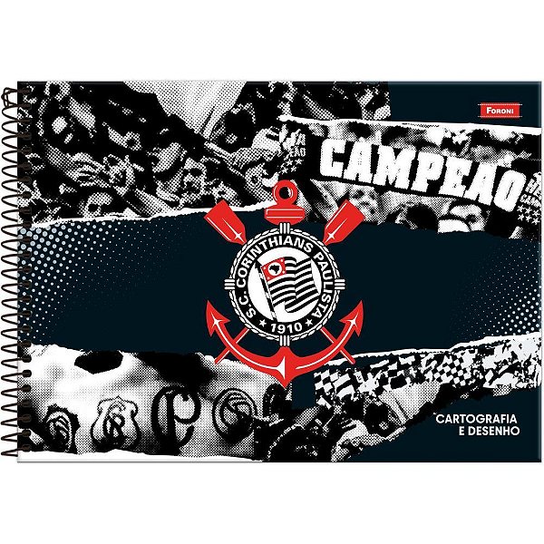Caderno de Desenho Universitário Corinthians 80 Folhas Capa Dura Pacote com 5