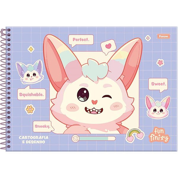 Caderno de Desenho Universitário Capa Dura Funfinity 80 Folhas (pacote com 5 Unidades)