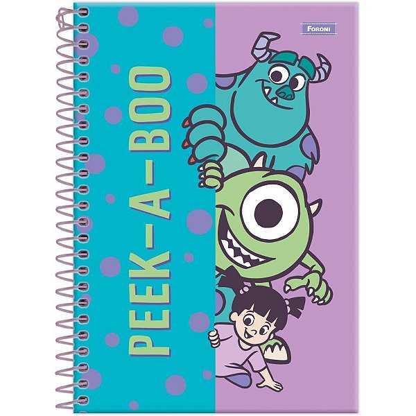 Caderno Espiral 1/4 Capa Dura Monstros S.A. 80 Folhas (pacote com 5 Unidades)
